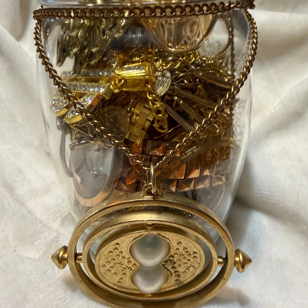 Gold-Tone mystery jewelry jar!!!